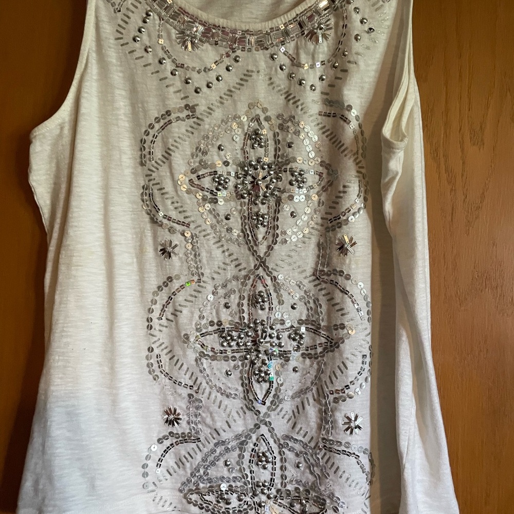 Chico's Embellished White Tank Top